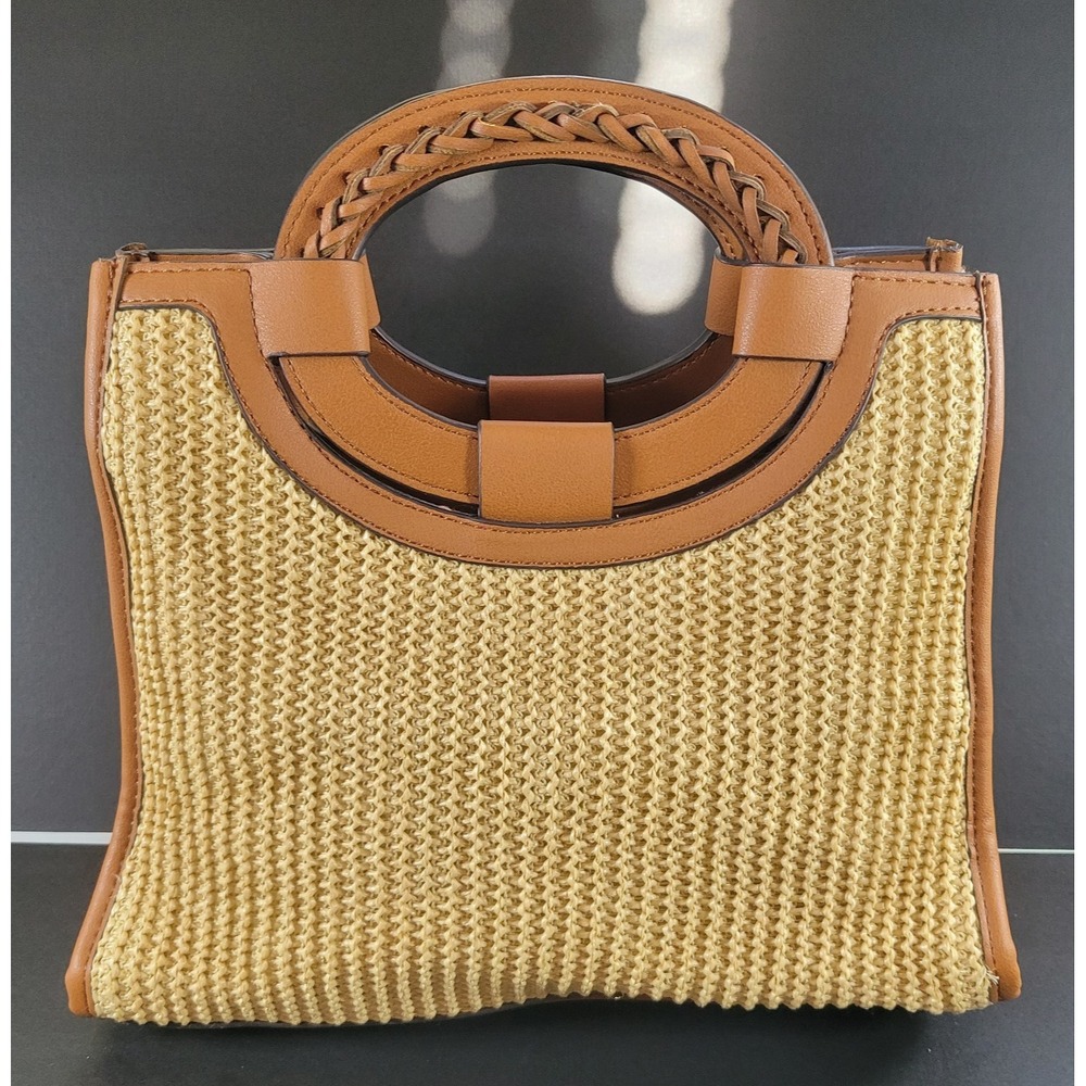 Charming Charlies NWOT Vegan Leather Woven Purse Hobo Wheat / Brown